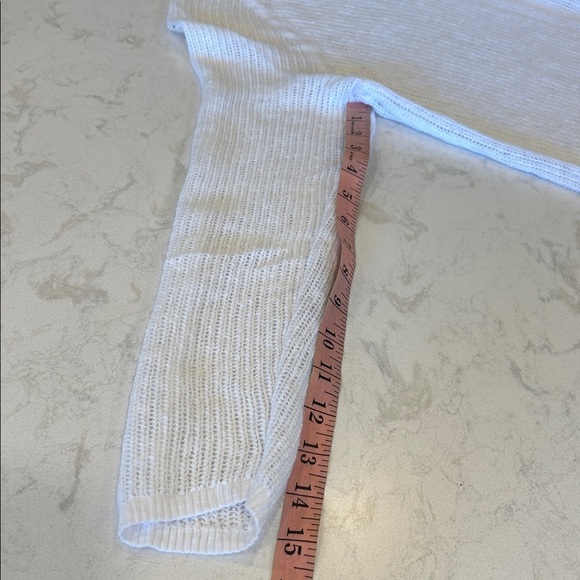 Eileen Fisher Women's White Open Knit V-Neck Long Sleeve Sweater Fisherman Large - Picture 8 of 13